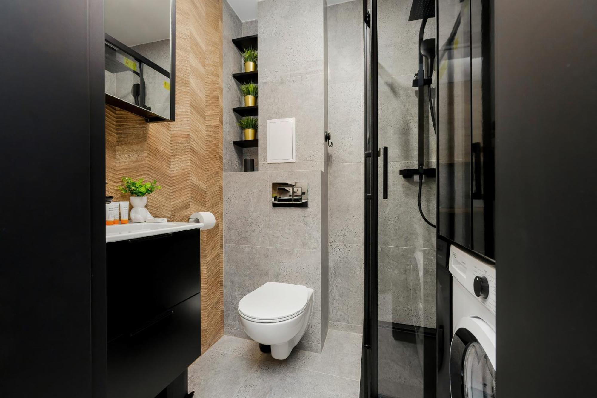 Modern Black & Wooden Apartment Warsaw Near The Airport By Noclegi Renters Bagian luar foto